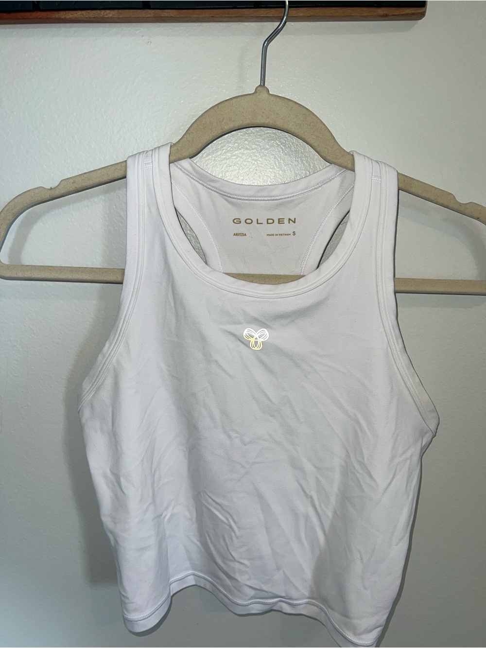 Aritzia Cropped White Racerback Tank Top